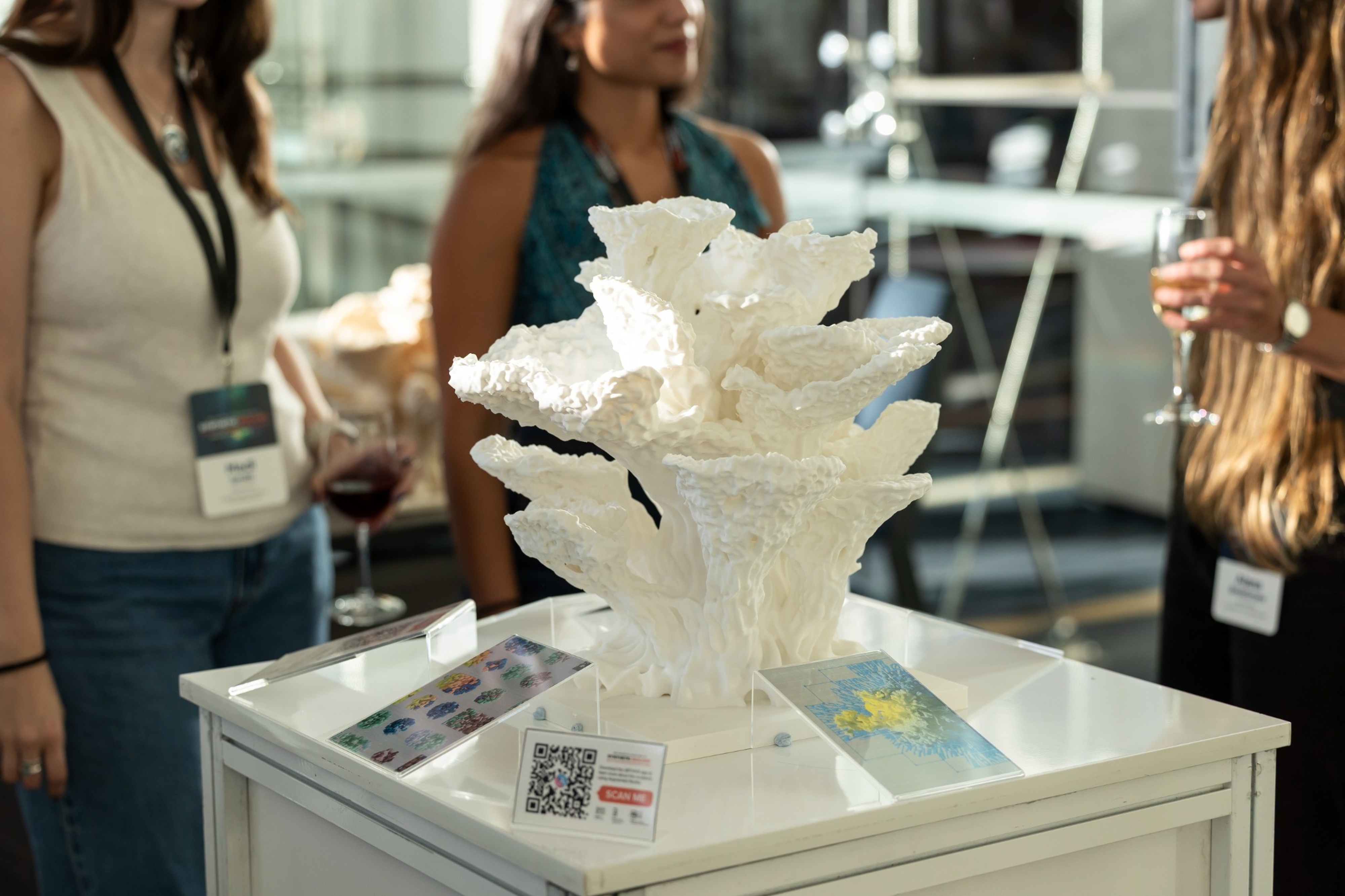 White coral sculpture displayed in an exhibition